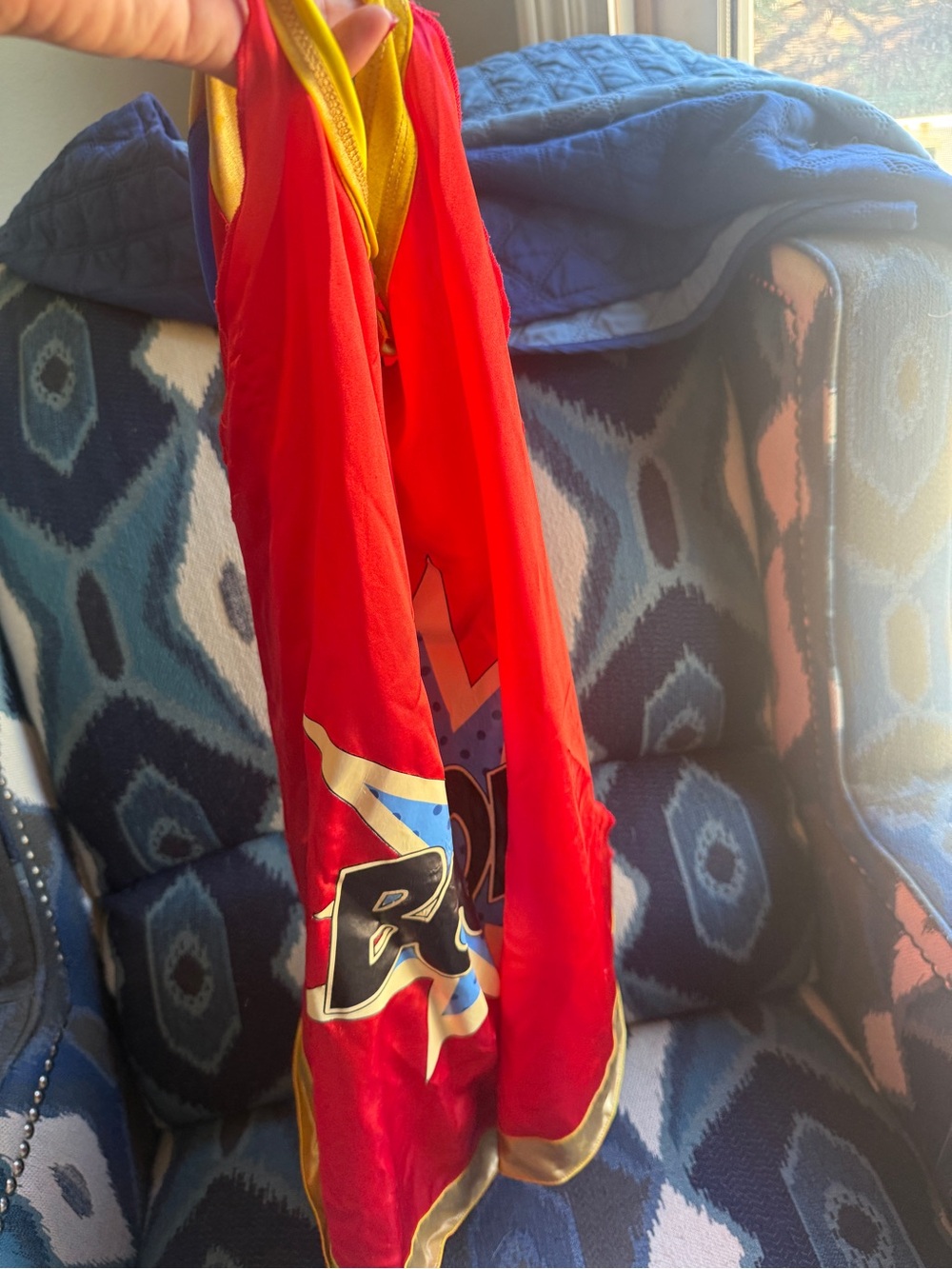 Leg Avenue Red and Blue Superhero Bodysuit with Gold Accents - Picture 4 of 5